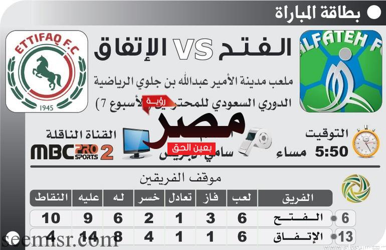 مباراة الاتفاق والفتح بث مباشر